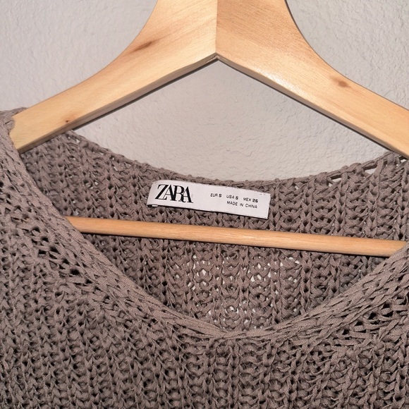 NWOT Zara crochet knit sweater vest Small Basic Taupe Fall Winter Style - Picture 3 of 6